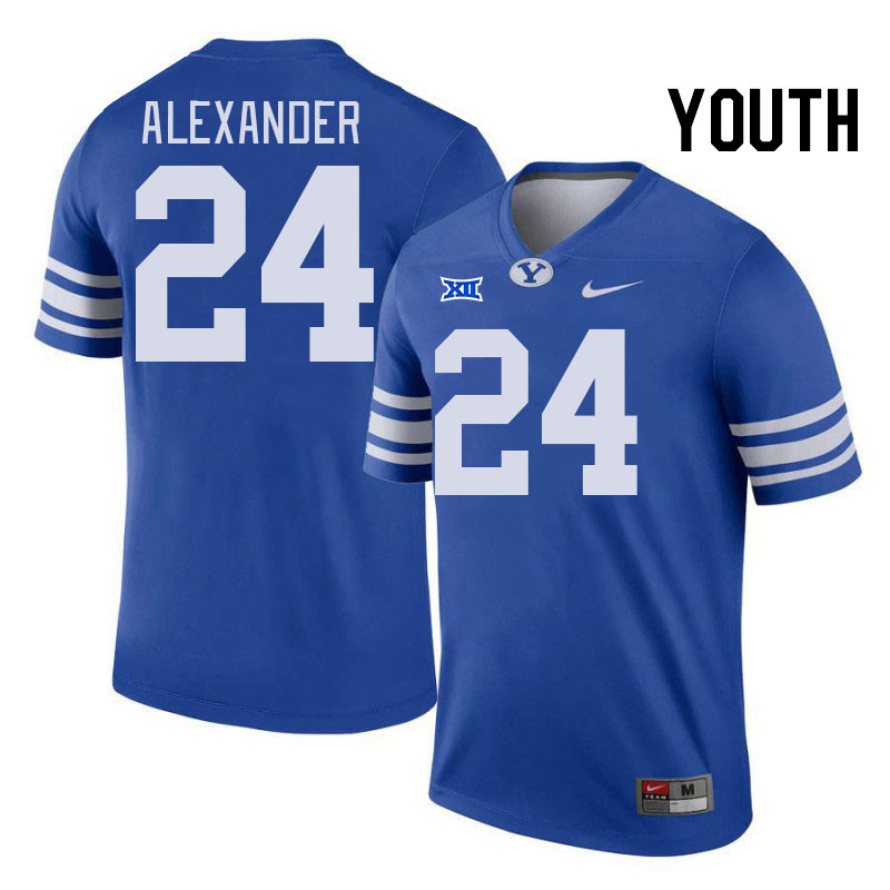 Youth #24 Therrian Alexander BYU Cougars College Football Jerseys Stitched Sale-Royal